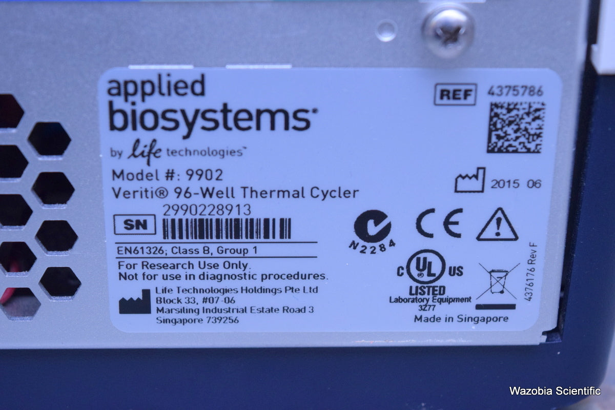 LIFE TECHNOLOGIES AB APPLIED BIOSYSTEMS VERITI 96 WELL THERMAL CYCLER 4375786