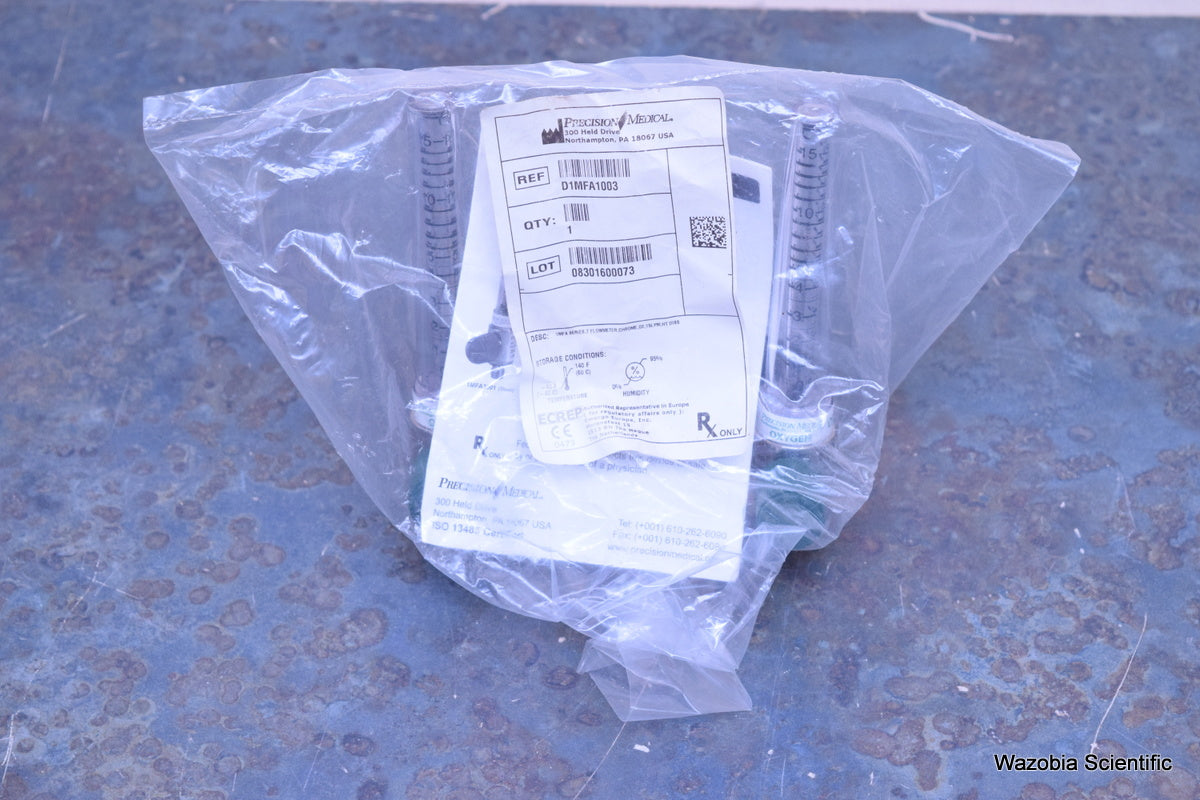 PRECISION MEDICAL D1MFA1003 1MFA SERIES T FLOWMETER DUAL T-BAR O2 15LPM HT DISS