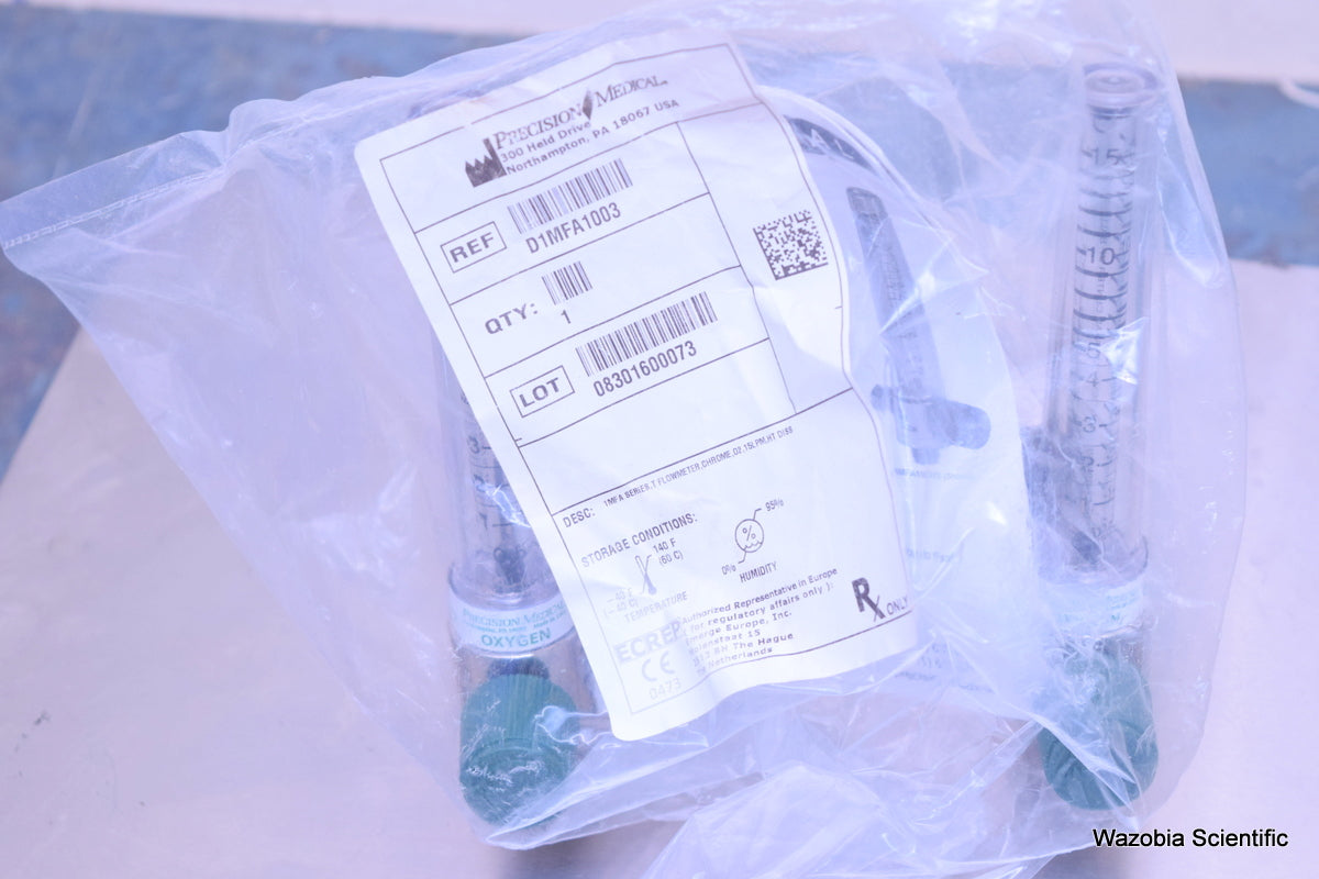 PRECISION MEDICAL D1MFA1003 1MFA SERIES T FLOWMETER DUAL T-BAR O2 15LPM HT DISS
