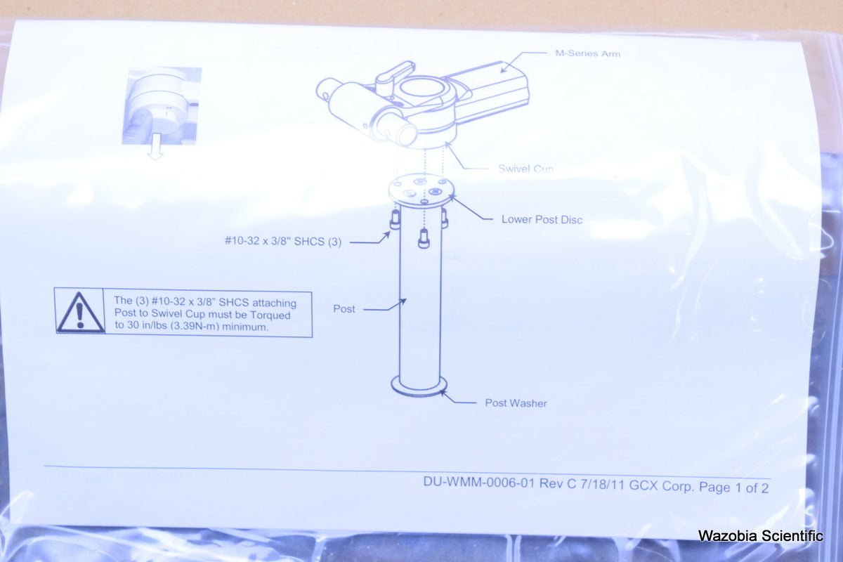 NEW GCX MEDICAL MOUNTING 12" FLUTED POST FOR M SERIES VHM WMM-0006-02C