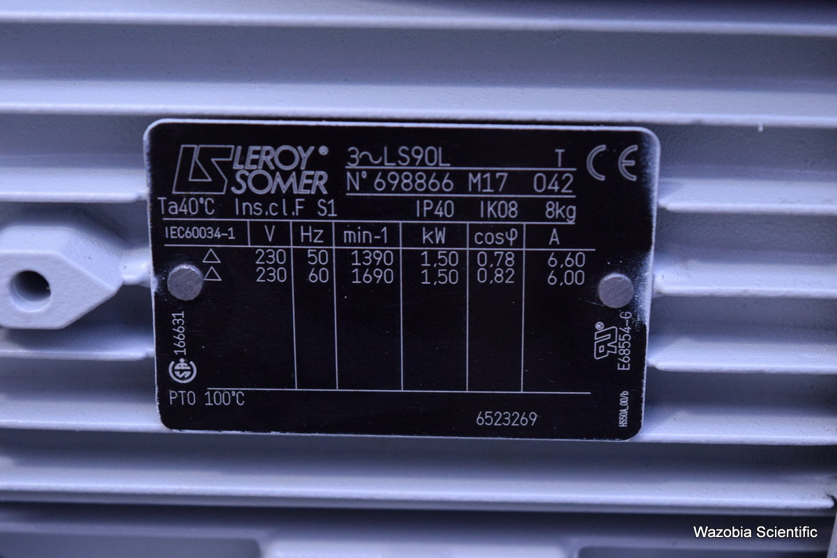 LEYBOLD SOGEVAC SV 40/65 BIFC SV65BIFC LEROY SOMER LS90L ROTARY VANE LABORATORY