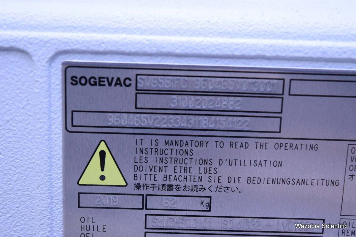 LEYBOLD SOGEVAC SV 40/65 BIFC SV65BIFC LEROY SOMER LS90L ROTARY VANE LABORATORY