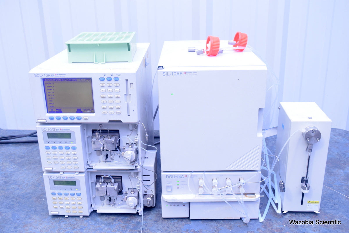 SHIMADZU HPLC SYSTEM SCL-10A VP LC-10AT VP SIL-10AF   DGU-14A FCV-10AL VP