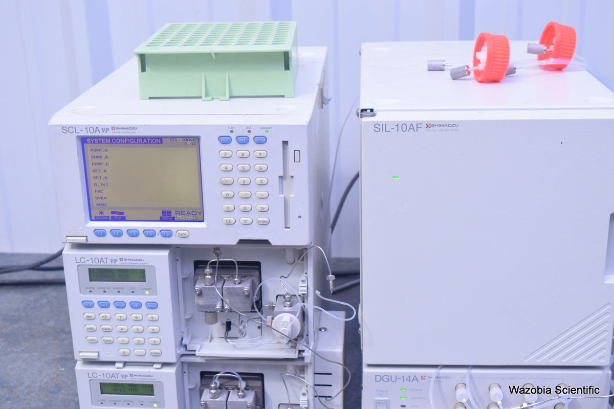 SHIMADZU HPLC SYSTEM SCL-10A VP LC-10AT VP SIL-10AF   DGU-14A FCV-10AL VP