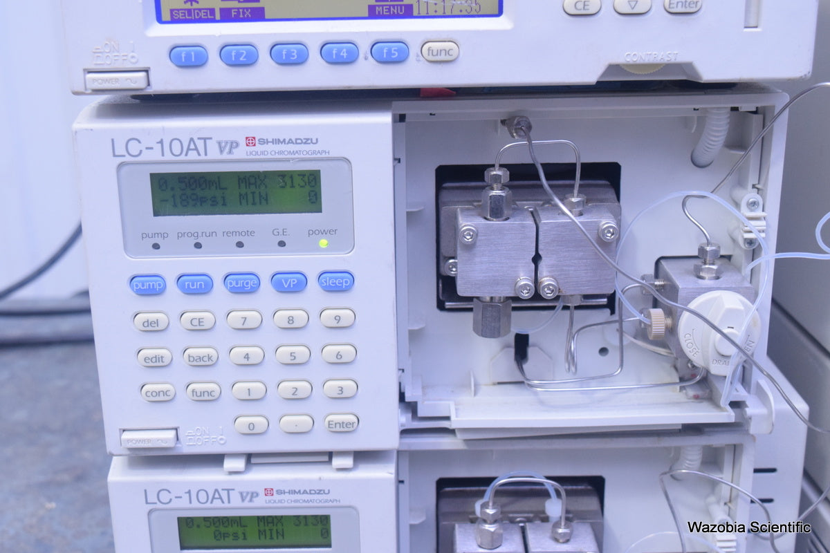 SHIMADZU HPLC SYSTEM SCL-10A VP LC-10AT VP SIL-10AF   DGU-14A FCV-10AL VP