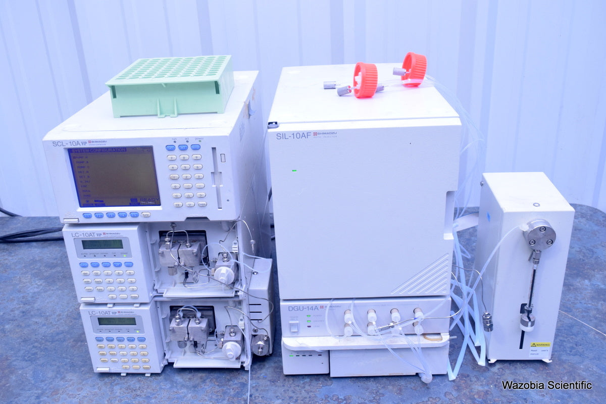 SHIMADZU HPLC SYSTEM SCL-10A VP LC-10AT VP SIL-10AF   DGU-14A FCV-10AL VP