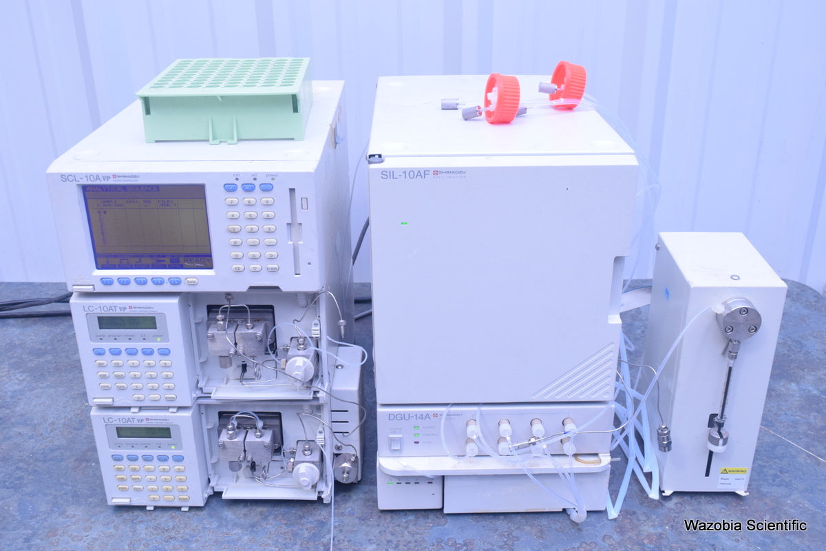 SHIMADZU HPLC SYSTEM SCL-10A VP LC-10AT VP SIL-10AF   DGU-14A FCV-10AL VP