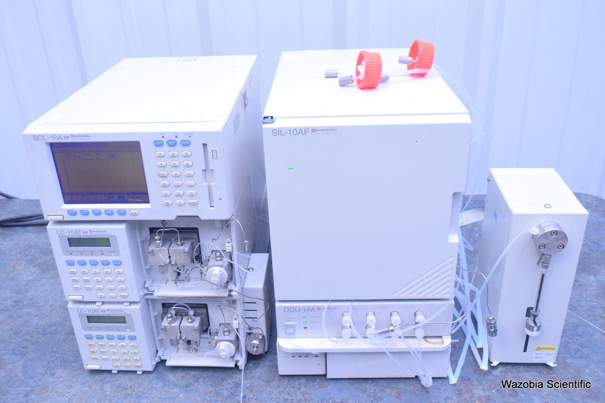 SHIMADZU HPLC SYSTEM SCL-10A VP LC-10AT VP SIL-10AF   DGU-14A FCV-10AL VP