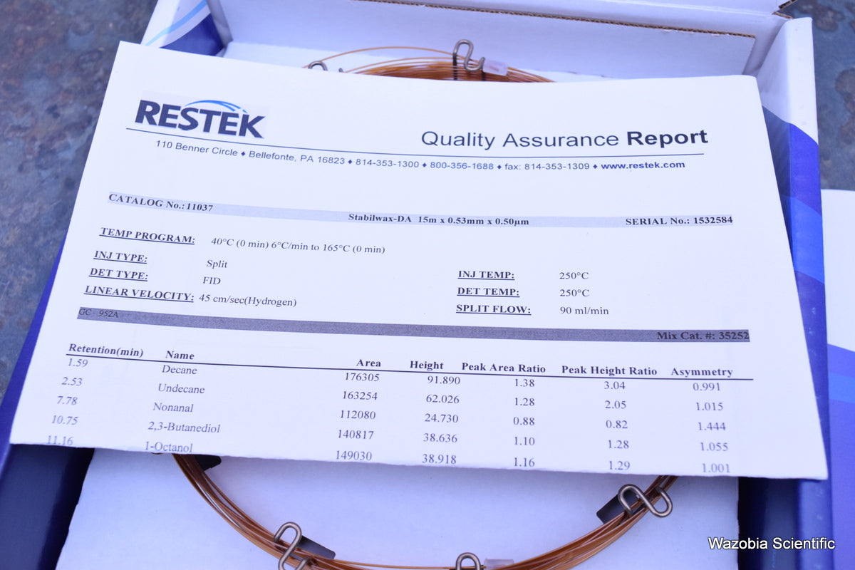 RESTEK GC COLUMNS STABILWAX-DA 15 M 0.53 MMID 0.5 UM DF 11037