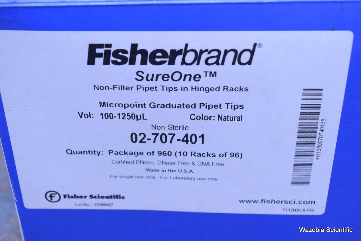 FISHER SCIENTIFIC FISHERBRAND SUREONE PIPET TIPS 100-1250 UL 02-707-401 960