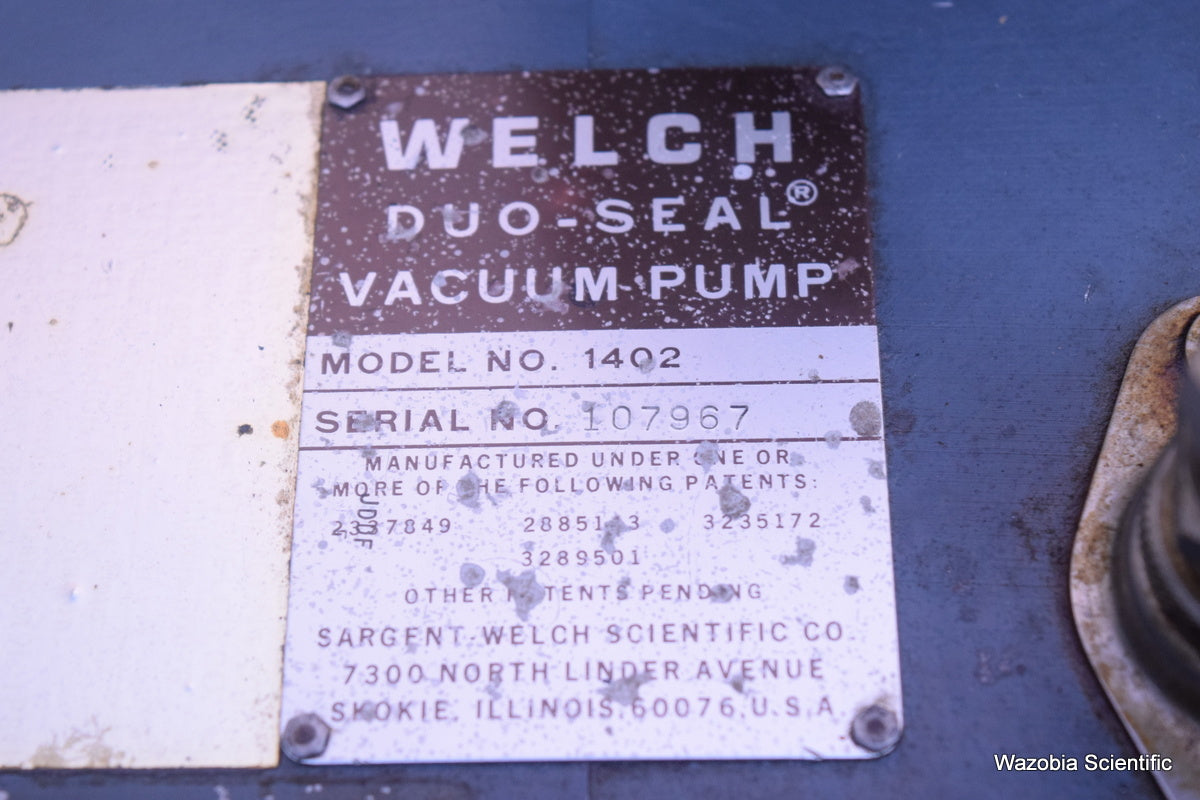 WELCH DUO-SEAL VACUUM PUMP MODEL 1402