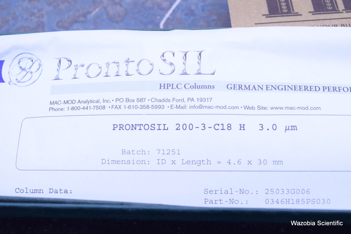 PRONTOSIL 200-3-C18 H 3.0 UM 4.6 X 30 MM HPLC COLUMN  0346H185PS030