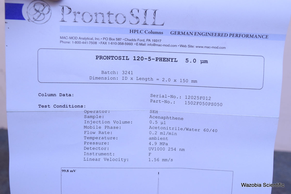 PRONTOSIL  120-5-PHENYL 5.0 um  2.0 X 150 MM HPLC COLUMNS  1502F050PS050