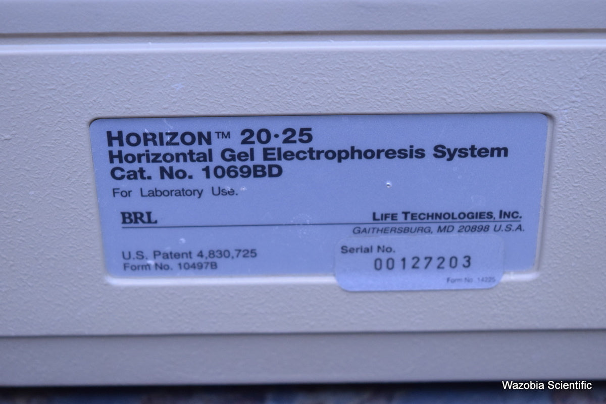 BRL HORIZON 20.25 HORIZONTAL GEL ELECTROPHORESIS SYSTEM 1069BD