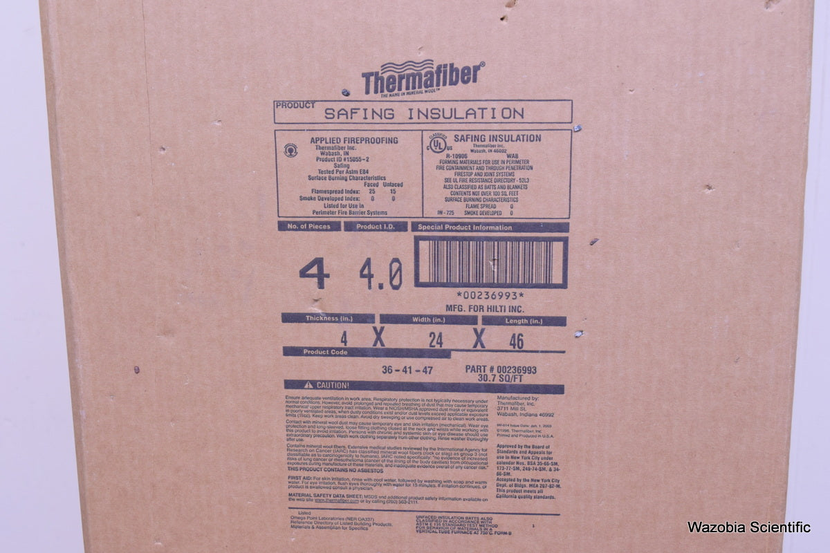 HILTI THERMAFIBER SAFING INSULATION APPLIED FIREPROOFING 00236993 4" X 24" X 46"