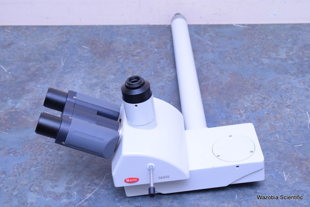 MOTIC BA410 TRINOCULAR MICROSCOPE HEAD AND EXTENDED VIEWING TUBE