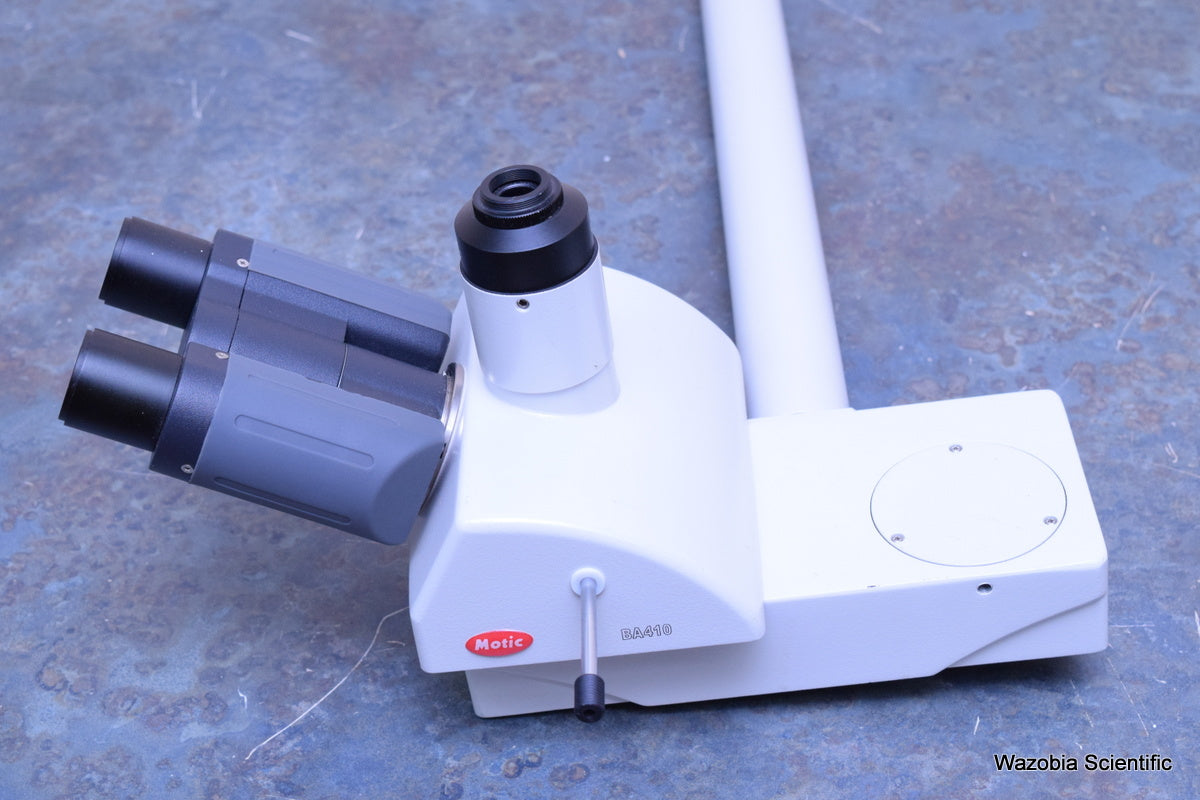 MOTIC BA410 TRINOCULAR MICROSCOPE HEAD AND EXTENDED VIEWING TUBE