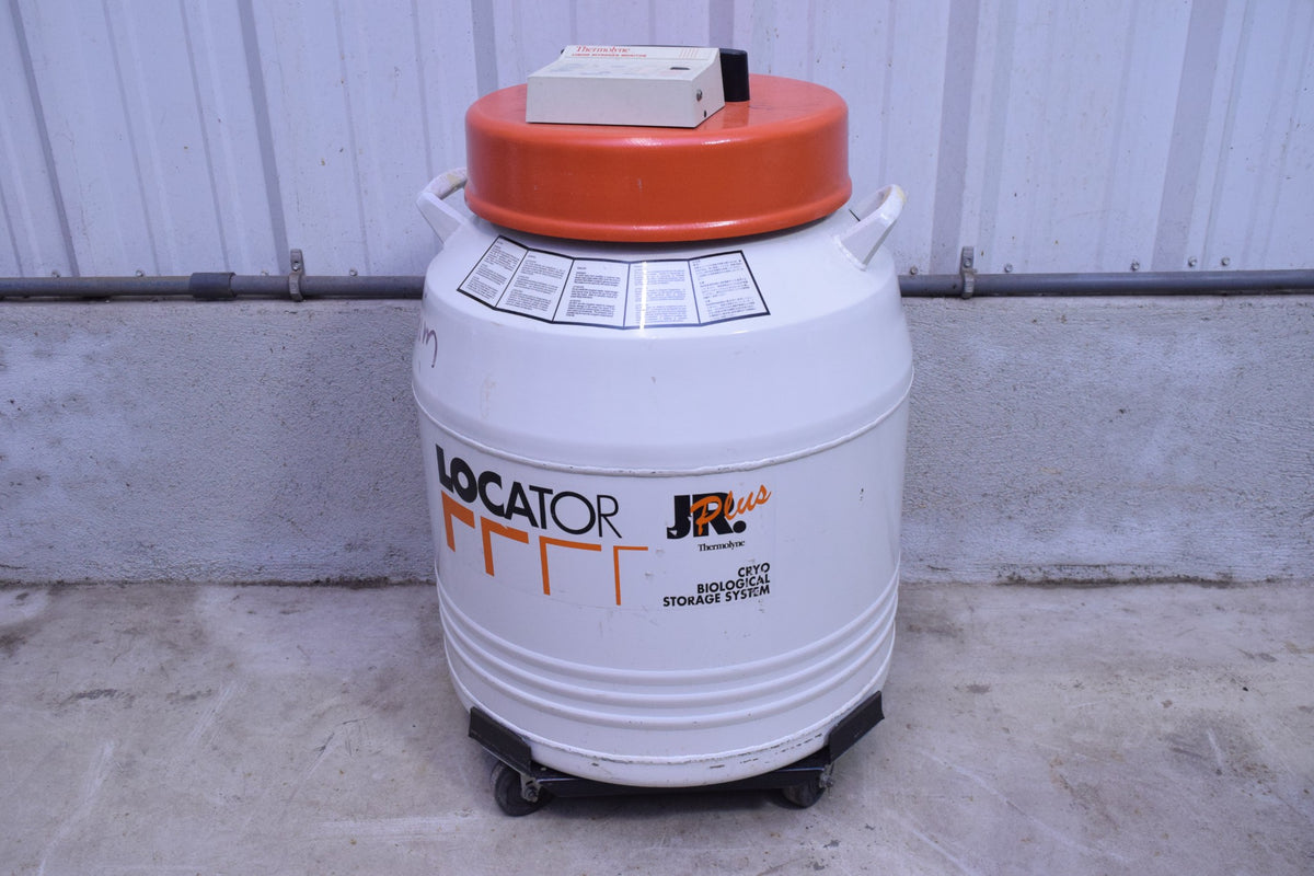 THERMOLYNE JR PLUS CRYO BIOLOGICAL STORAGE SYSTEM LIQUID NITROGEN DEWAR 4 RACKS
