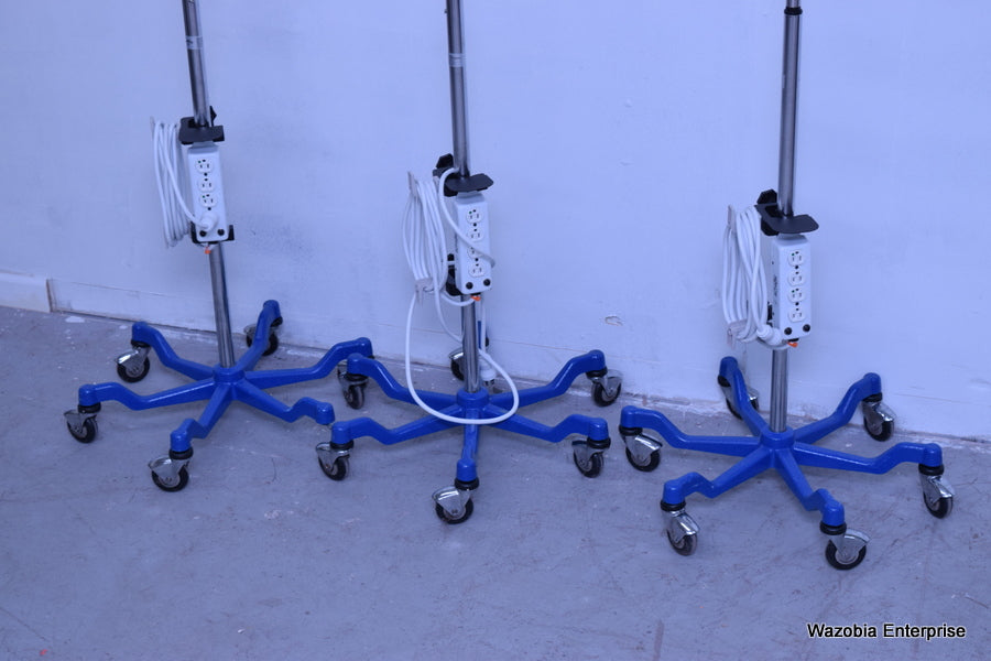 3 MEDLINE IV POLE 4-HOOK STAINLESS STEEL 6 LEG MDS80600 WITH TRIPP LITE  SURGE P