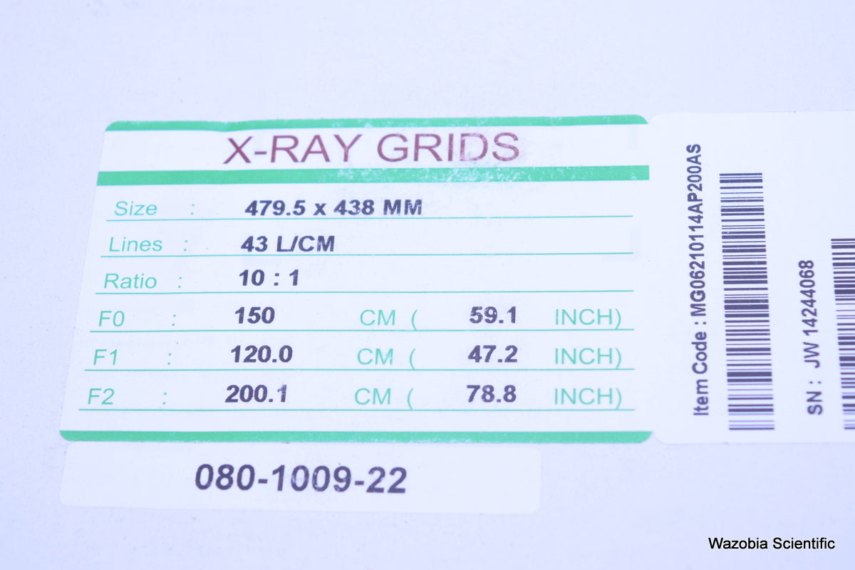JPI HEALTHCARE X-RAY GRID 479.5 X 438MM  LINE43 L/CM  RATIO 10:1 080-1009-22