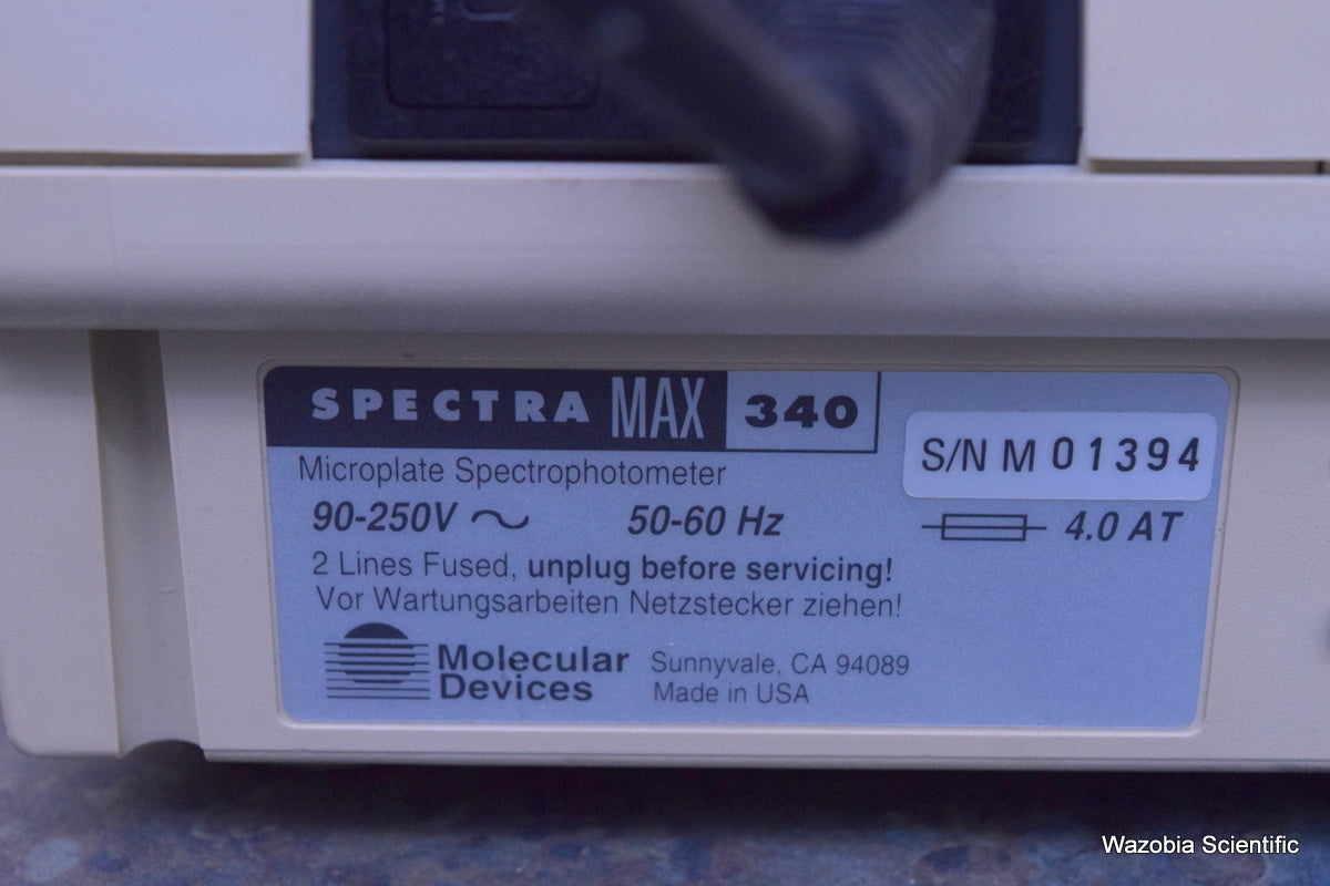 MOLECULAR DEVICES SPECTRA MAX 340 MICROPLATE SPECTROPHOTOMETER