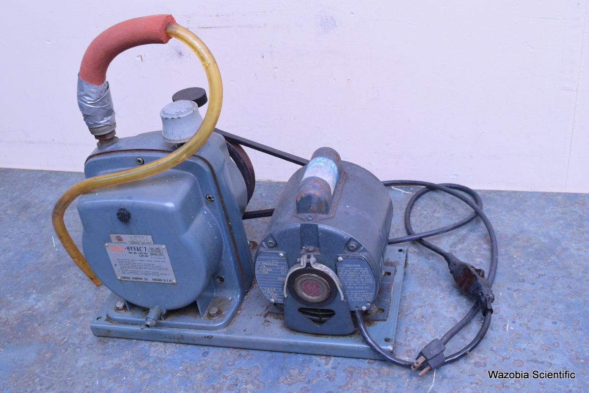 CENTRAL SCIENTIFIC CENCO HYVAC 7  VACUUM PUMP  91506 GE 5KC42JG2E HP 1/3