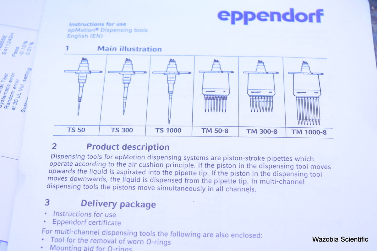 EPPENDORF EP MOTION DISPENSING TOOL TS 300 20-300 UL FOR LIQUID HANDLING STATION