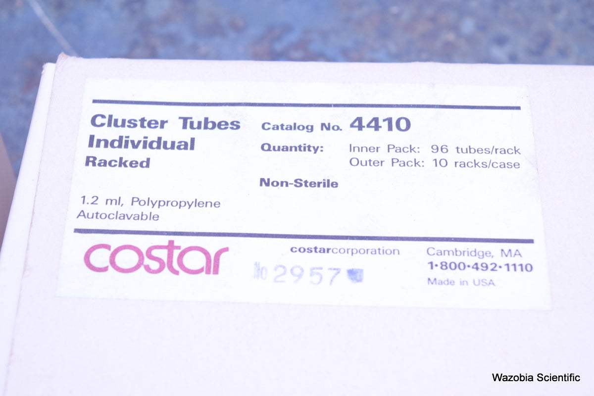 LOT OF 2 COSTAR CLUSTER TUBES 1.2 ML POLYPROPYLENE 4410  96 TUBES/RACK 10 RACKS/