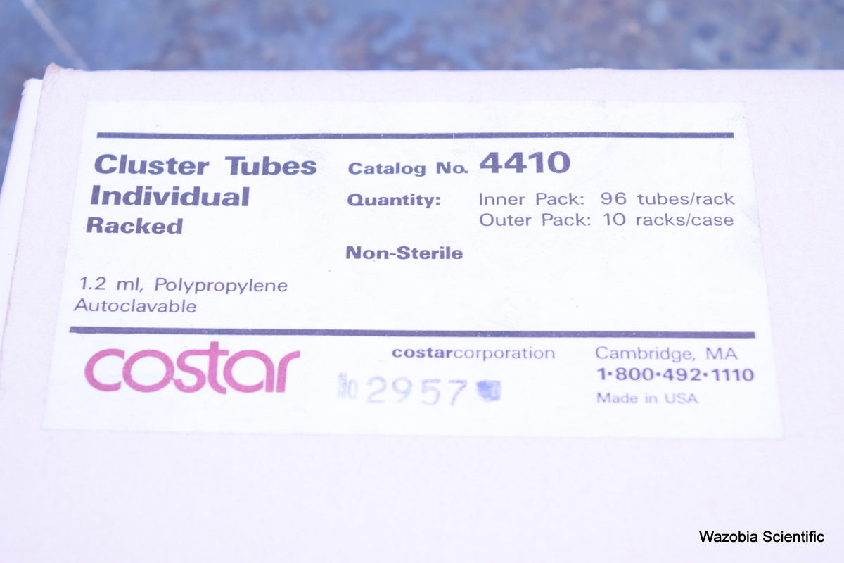 LOT OF 2 COSTAR CLUSTER TUBES 1.2 ML POLYPROPYLENE 4410  96 TUBES/RACK 10 RACKS/