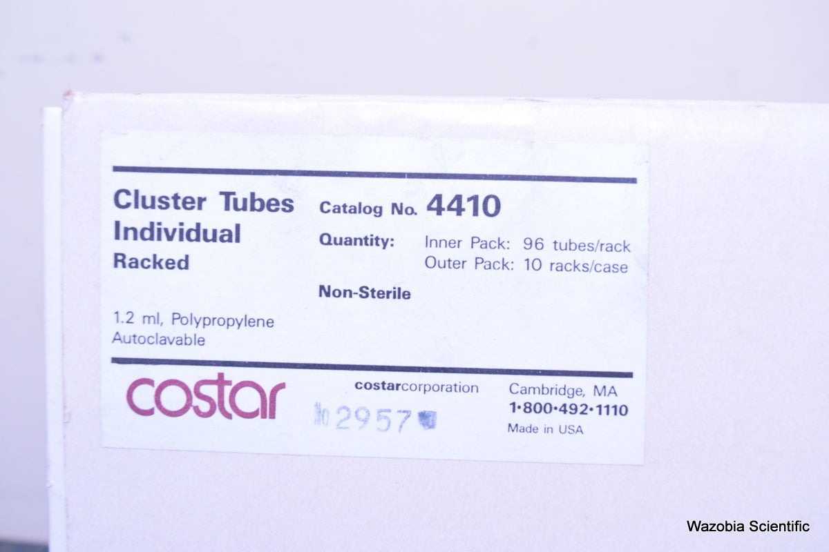 LOT OF 2 COSTAR CLUSTER TUBES 1.2 ML POLYPROPYLENE 4410  96 TUBES/RACK 10 RACKS/