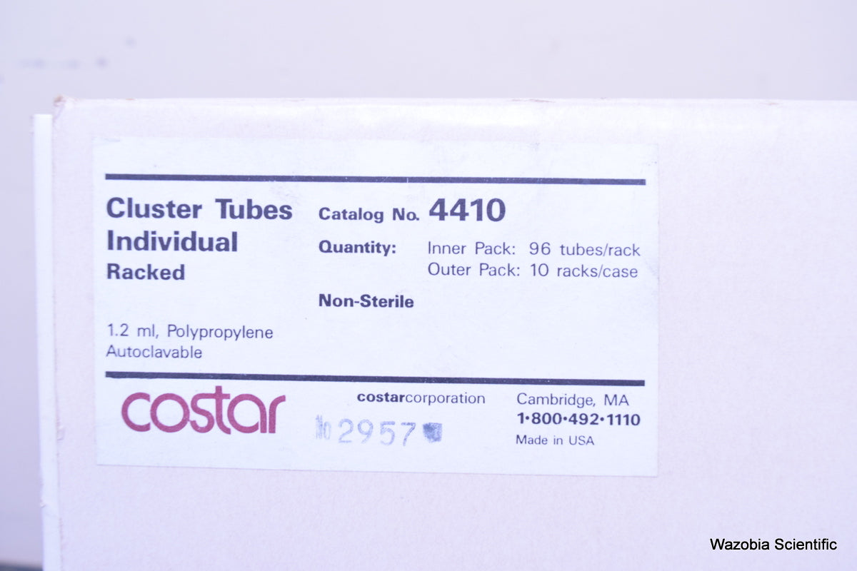 LOT OF 2 COSTAR CLUSTER TUBES 1.2 ML POLYPROPYLENE 4410  96 TUBES/RACK 10 RACKS/