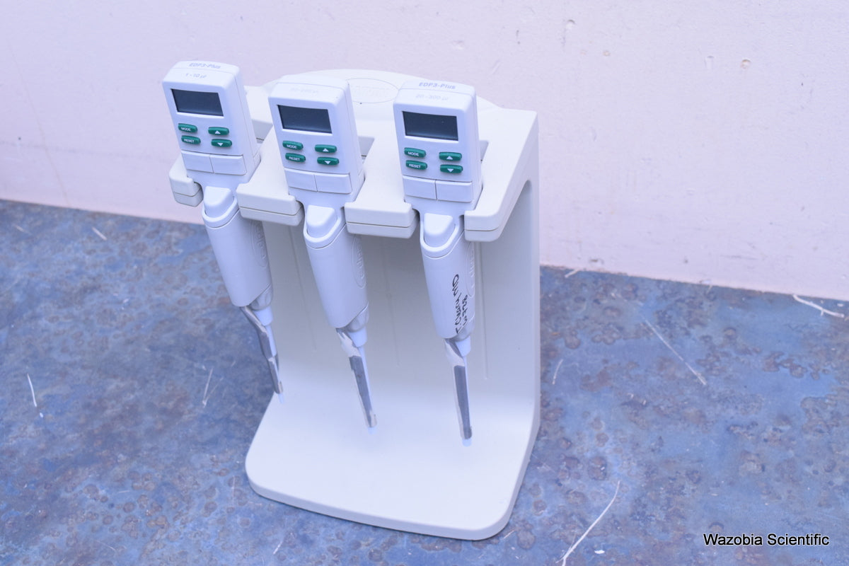 RAININ PIPETTES EDP3-PLUS 20-300UL 20-200 1-10 UL WITH E3 RAPID CHARGE STAND