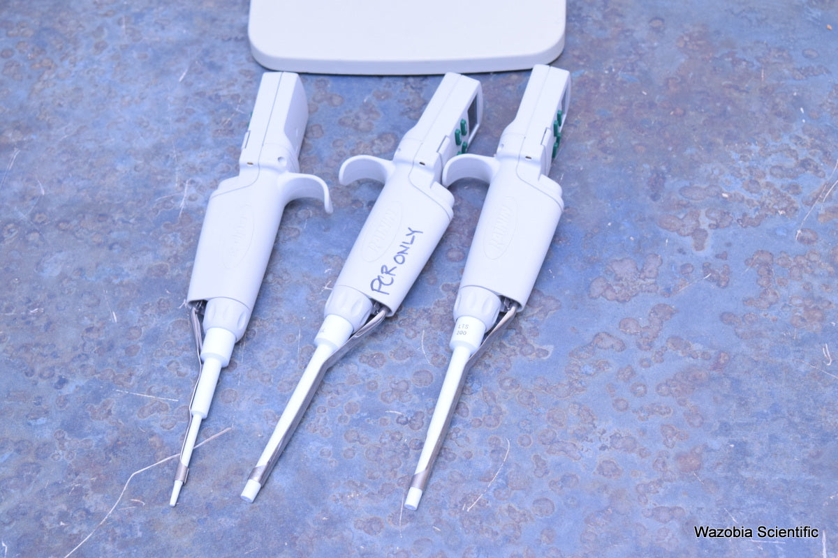 RAININ PIPETTES EDP3-PLUS 20-300UL 20-200 1-10 UL WITH E3 RAPID CHARGE STAND