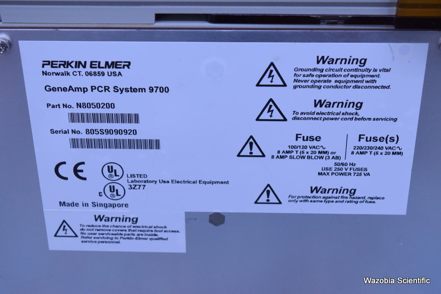 AB APPLIED BIOSYSTEMS  GENEAMP PCR SYSTEM 9700 WITH 96 WELL BLOCK N8050200
