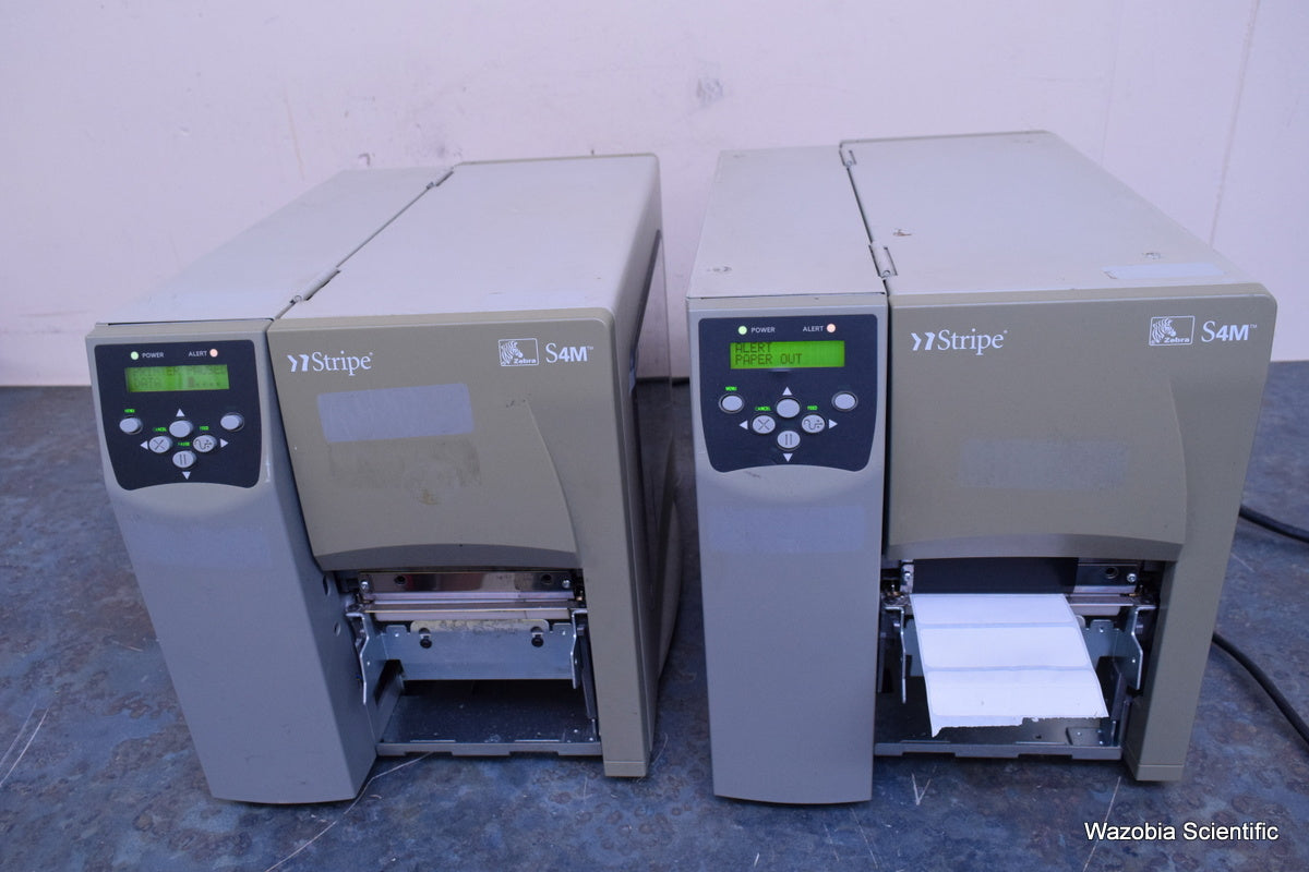 2 ZEBRA STRPE S4M THERMAL LABEL PRINTER S4M00-2001-1100T