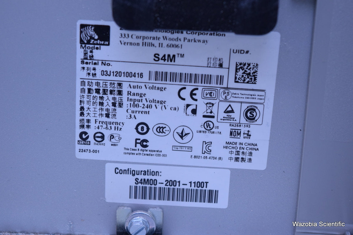 2 ZEBRA STRPE S4M THERMAL LABEL PRINTER S4M00-2001-1100T