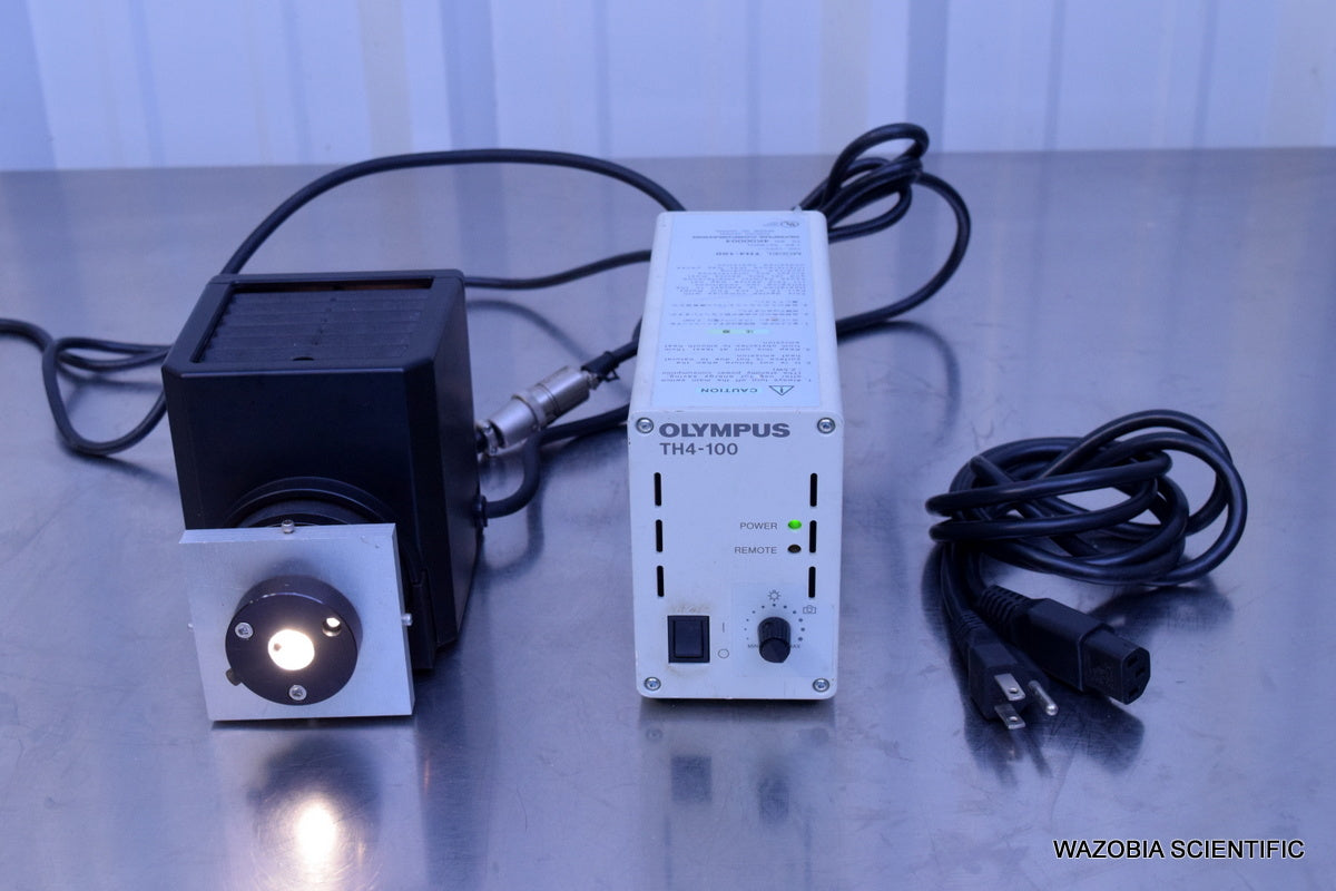 OLYMPUS TH4-100 WITH U-LH100L-3 LIGHT SOURCE LAMP FOR BX IX AX MICROSCOPE