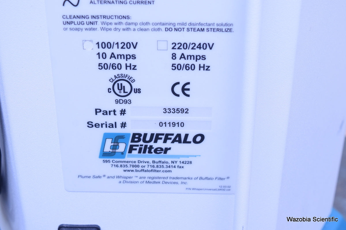 WHISPER AEROSOL EVACUATION SYSTEM BUFFALO FILTER 33592 335029