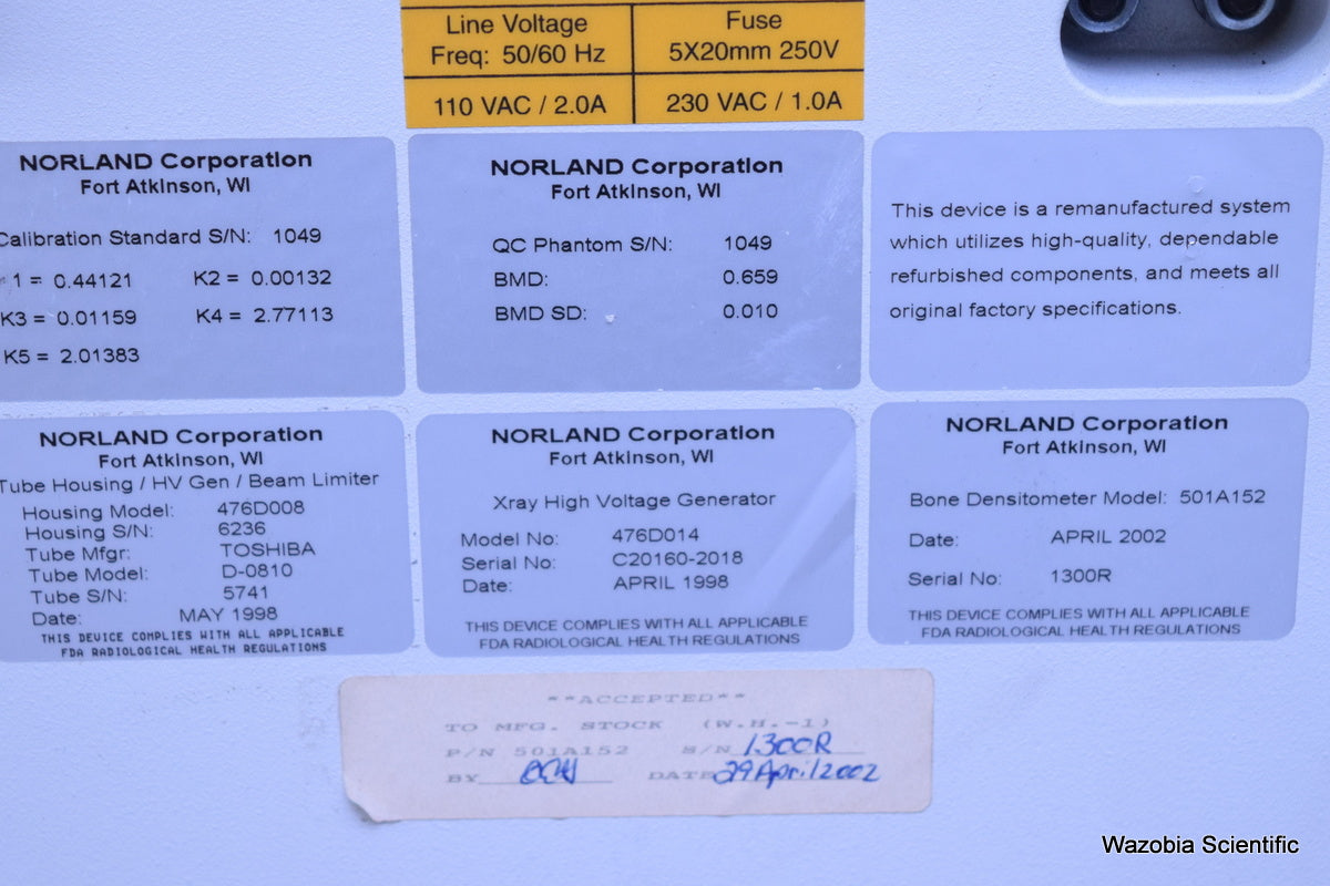NORLAND  APOLLO BONE DENSITOMETER 501A152