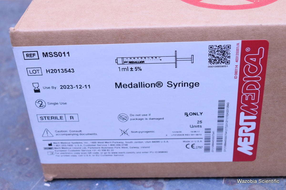 MERIT MEDICAL SYSTEMS MEDALLION SYRINGE MSS011 1ML 25 UNITS