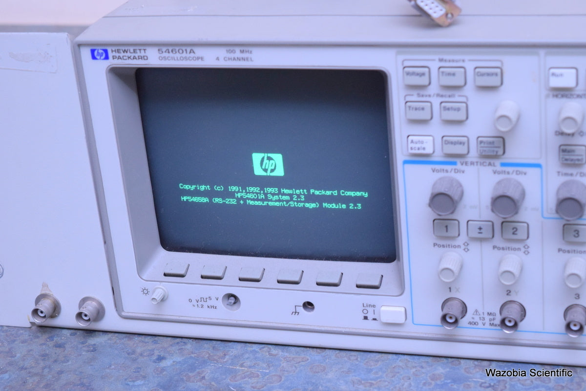 HP HEWLETT PACKARD 54601A OSCILLOSCOPE 100 MHZ 4 CHANNEL WITH 54658A MEASUREMENT