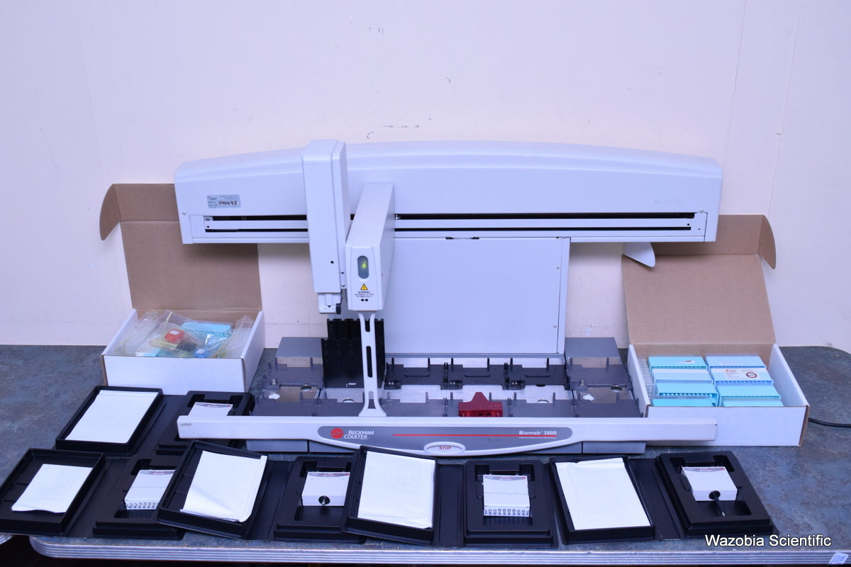 BECKMAN COULTER BIOMEK 3000 LIQUID HANDLING AUTOMATION WORKSTATION P20 MP20 P100