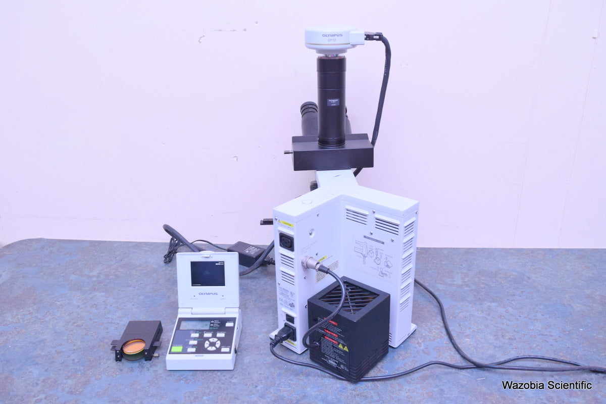 OLYMPUS BX50 MICROSCOPE BX50F4 100X 40X 20X 10X 4X OBJECTIVES U-FC  DP12 CAMERA