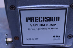 PRECISION VACUUM PUMP MODEL S35  35 1/M (1.23 CFM) 15 MICRON LABORATORY PUMP