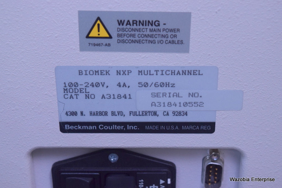 BECKMAN COULTER BIOMEK NXP LABORATORY AUTOMATION WORKSTATION A31541 ACCUFRAME