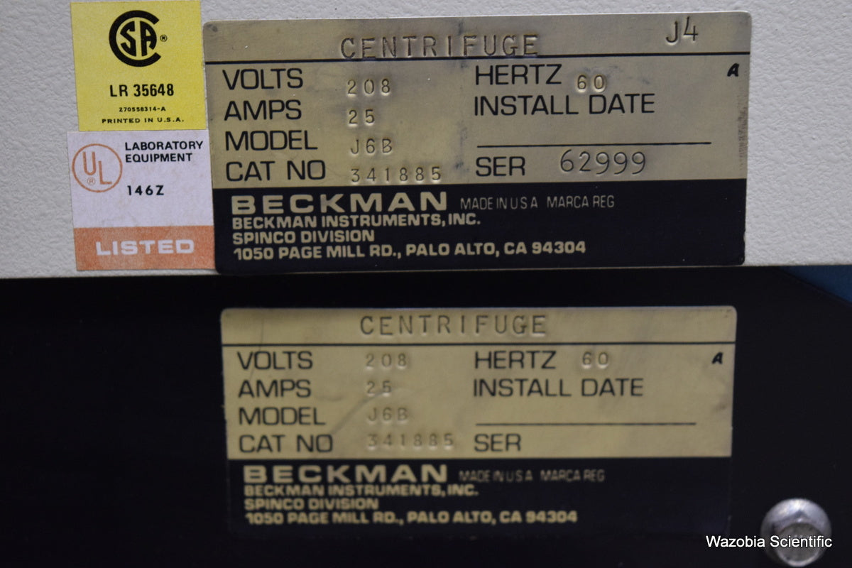 BECKMAN MODEL J-6B HIGH SPEED CENTRIFUGE