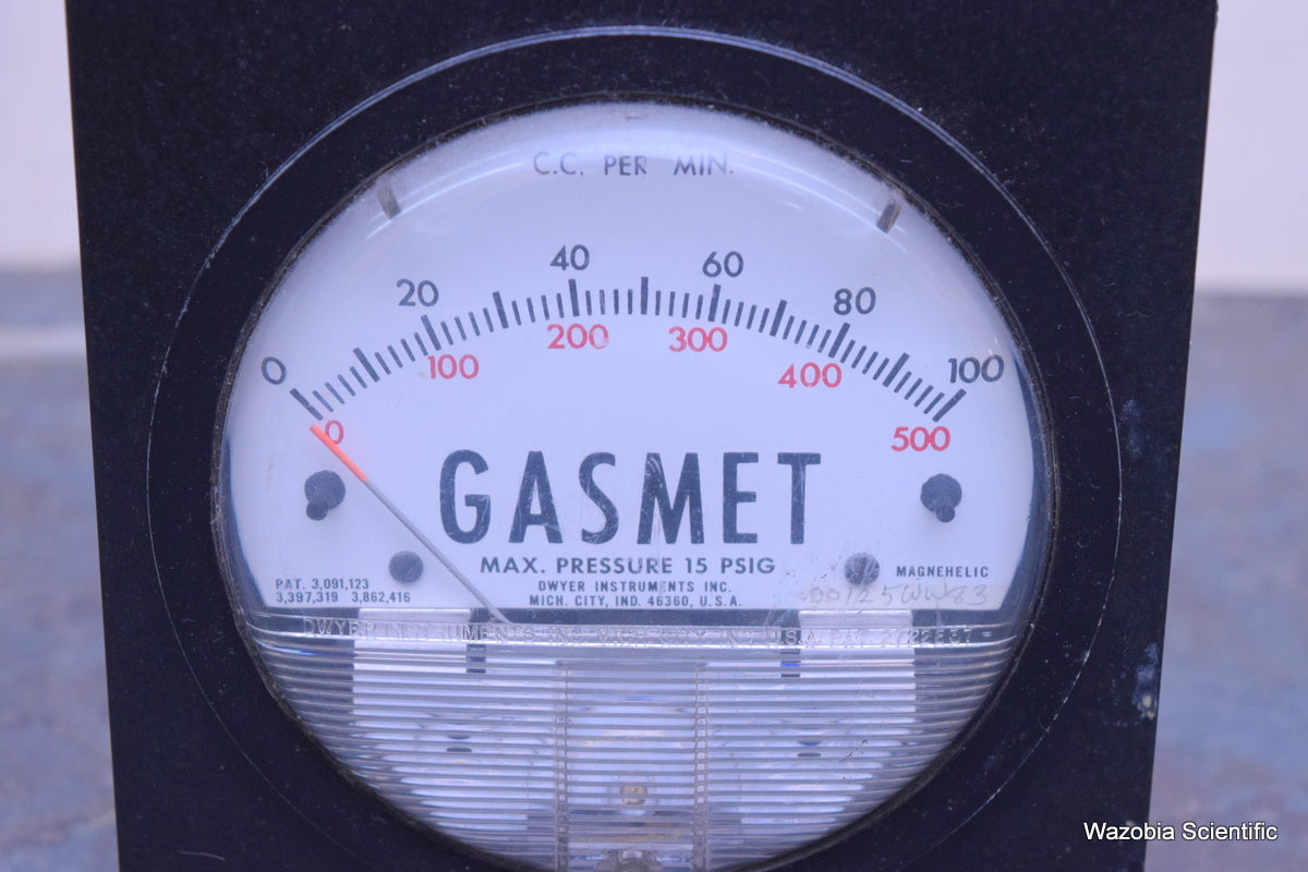 GASMET GAS FLOW METER 15 PSIG MAX 18630
