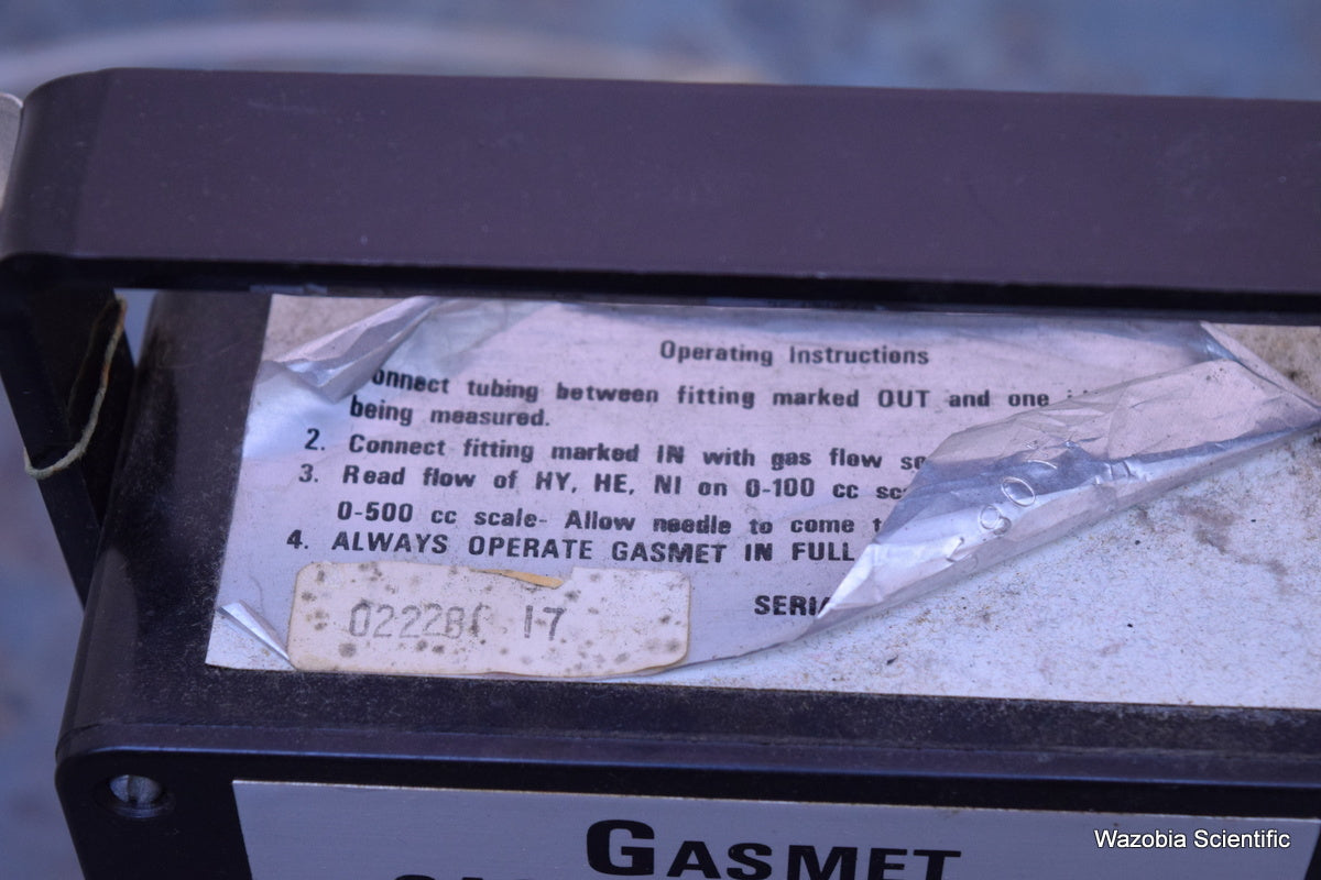GASMET GAS FLOW METER 15 PSIG MAX 18630