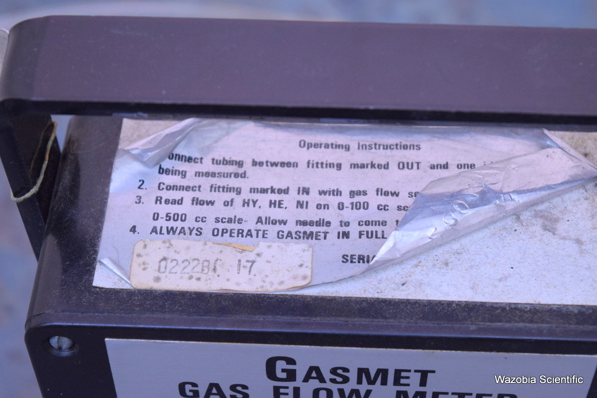 GASMET GAS FLOW METER 15 PSIG MAX 18630