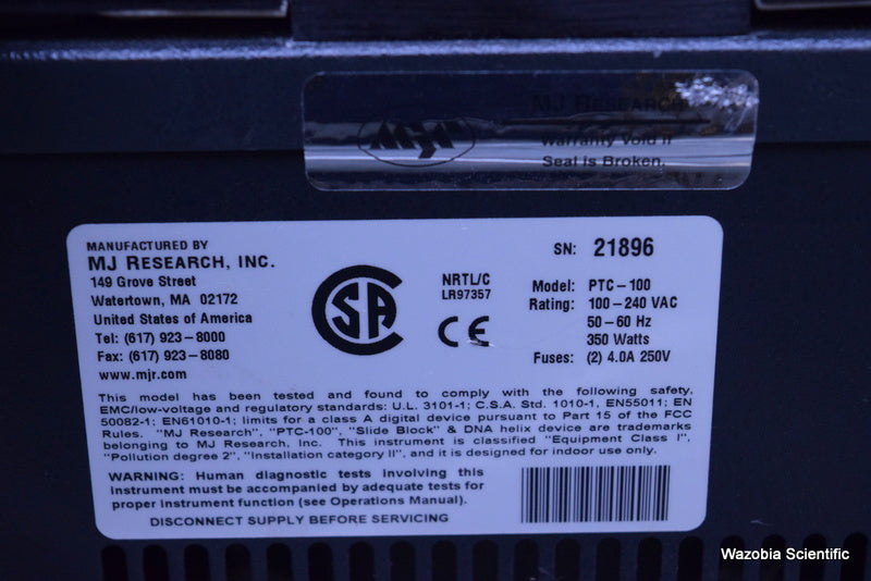 MJ RESEARCH PTC-100 PROGRAMMABLE PCR THERMAL CONTROLLER